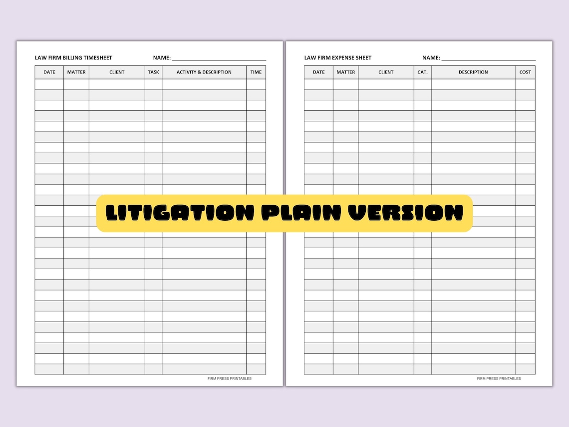 Paralegal Timesheet Printable Time Sheets for Paralegal Time Log ...