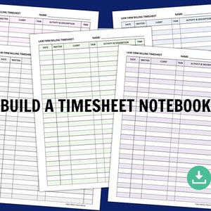 Attorney Timesheet Lawyer Time Sheet Legal Time Tracker Law Firm Time ...