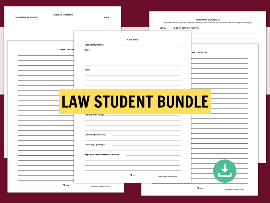 Law Student Exam Prep Printables Law School Gift for Future Attorney ...