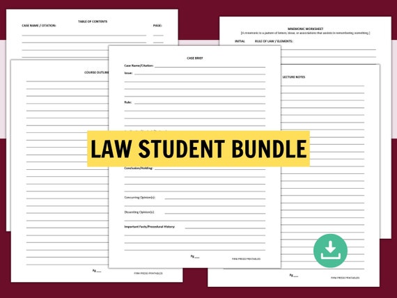 Law Student Study Notebook, Law School Case Brief Printable, IRAC Template, Lecture Notes