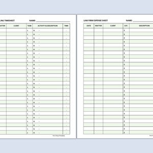 Attorney Timesheet Lawyer Time Sheet Legal Time Tracker Law Firm Time ...