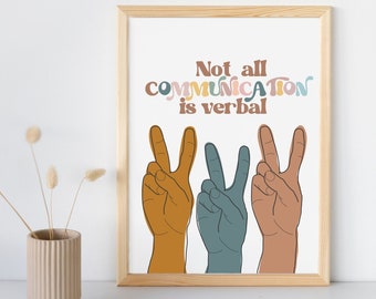 Retro Not All Communication is Verbal Poster | Digital Download | Audiology | Speech Pathology | Classroom Decor