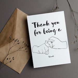 Thank you for Being a Friend Sign Language Greeting Card | 4.25x5.5 Greeting Card | Audiology | Hearing Loss | ASL | Friendship | Notecard