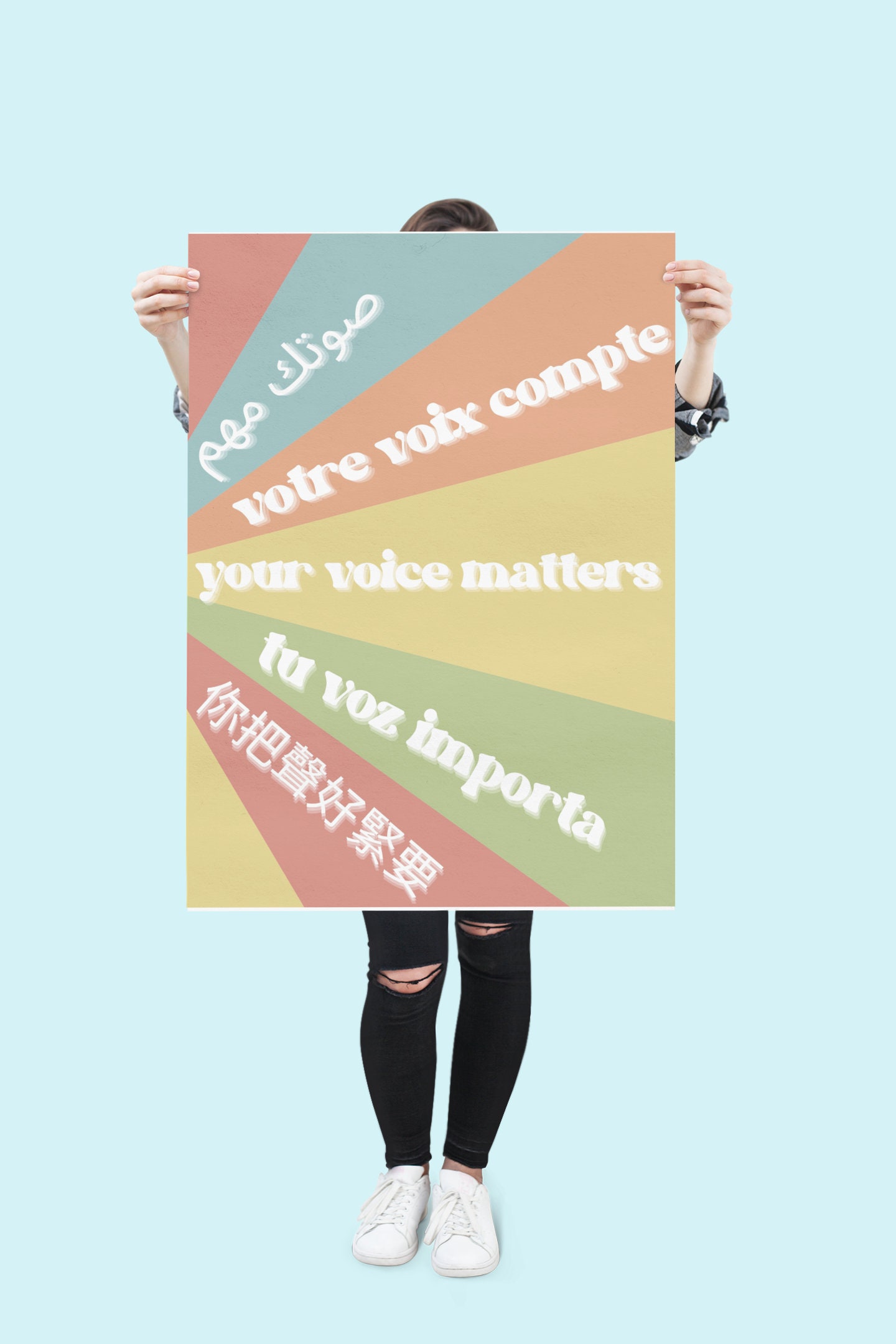 JANLAN Quadro Su Tela 'Your Voice Matters' - Poster Colorato Per Aula E Camera Bambini, 38x28 Cm