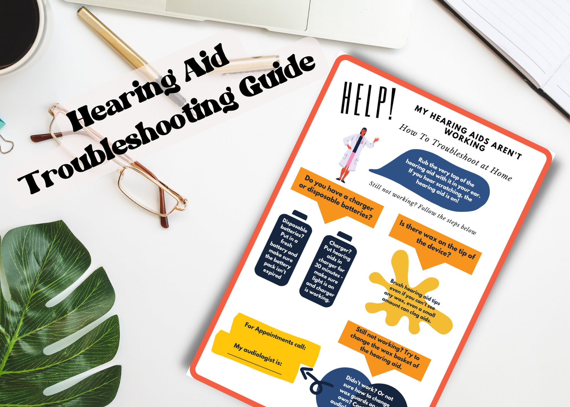 Hearing Aid Troubleshooting Worksheet for Patients | Audiology | Guide | Ear Nose and Throat | Hearing Loss | Hearing Aids