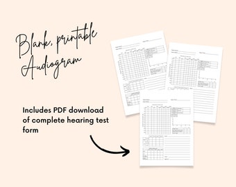 Complete Hearing Test Printable | Audiology | Audiology Forms | Ear Nose and Throat | Hearing Loss | Audiogram | Tympanogram | Speech Test