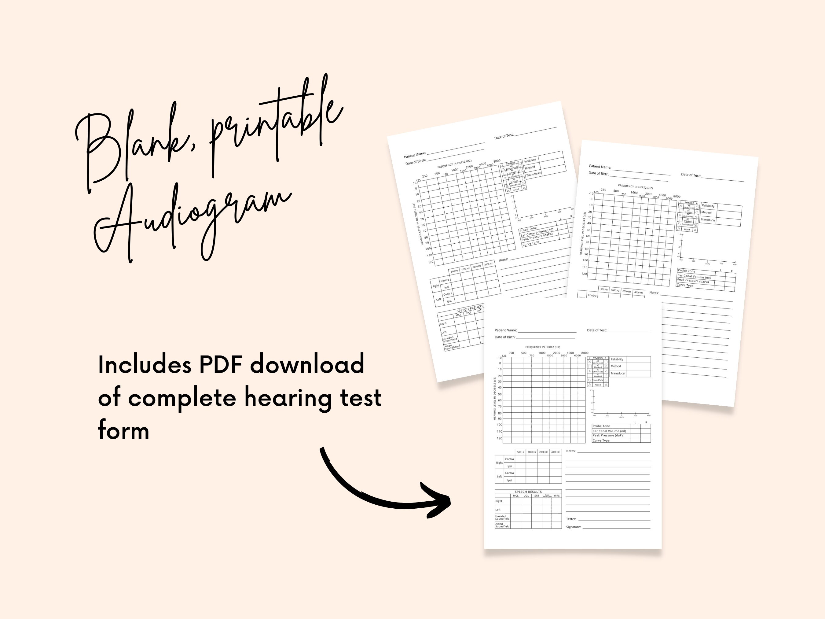Complete Hearing Test Printable Audiology Audiology Forms Ear Nose and