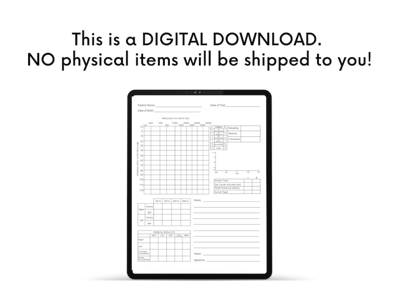 Complete Hearing Test Printable Audiology Audiology Forms Ear Nose and