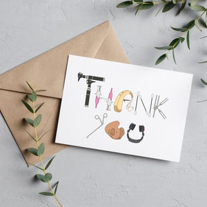 ENT or Audiology Thank You Notecard | 4.25x5.5 Greeting Card | Audiology | Hearing Aid | Ear Nose and Throat