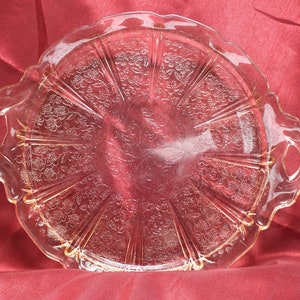 Jeanette Glass "Pink Cherry Blossom" handled sandwich tray