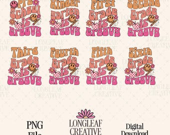 School is Groovy Grades PNG File Bundle - Set of 16 Digital Downloads