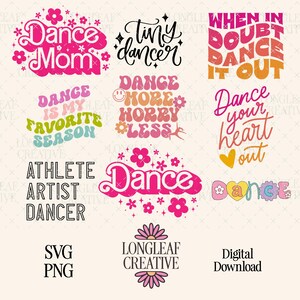 Tanz Designs SVG PNG Bundle 2 Digitaler Download - Set von 9 Tanz Designs