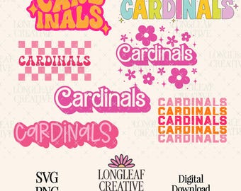 Cardinals Mascot SVG PNG Bundle Digital Download - Set of 12 Mascot Designs