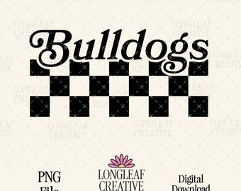 Bulldogs Retro Checker School Mascot Team SVG PNG File Digital Download