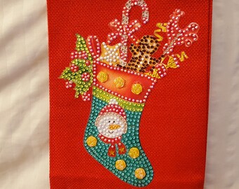 Gift Bag- Wine Bag- Snowman Stocking Gift Bag/Wine Bag