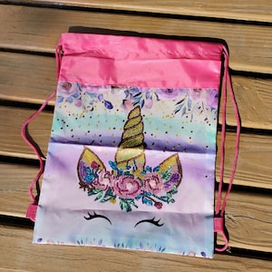 Kids Nylon Backpack with Unicorn Face-Nylon Backpack with Unicorn Face- Kids Nylon Backpack with Unicorn Face-Completed Diamond Painting Art