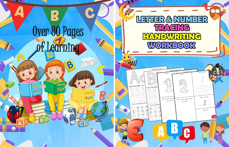 Kids Learning Workbook, Kids Preschool Worksheets for Ages 3-5, Letter