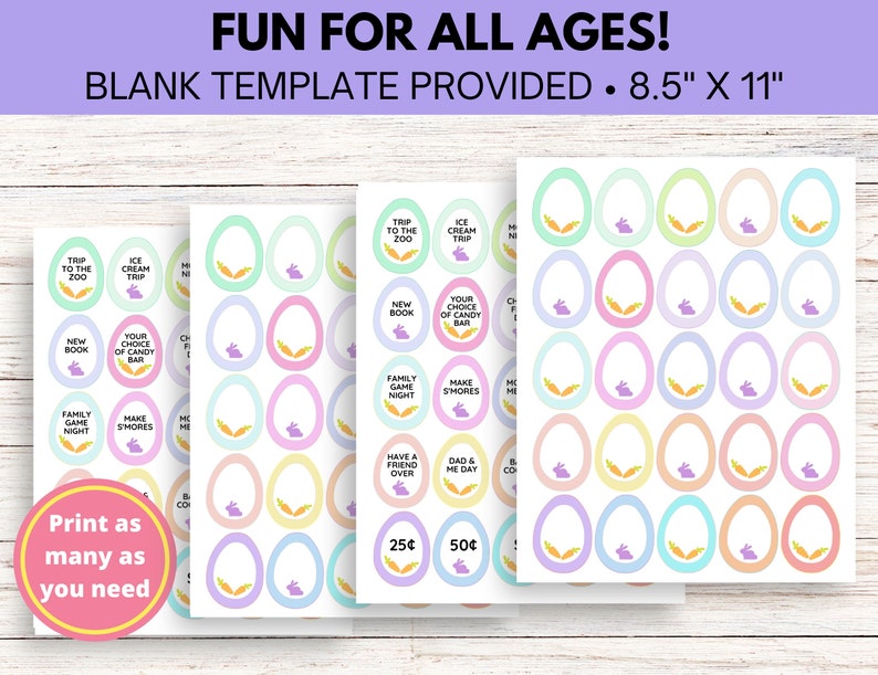 Editable Easter Egg Tokens Printable Easter Coupons Easter Etsy