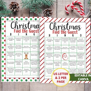 Editable Christmas Find the Guest Bingo | Printable Office Party Game | Jingle and Mingle Icebreaker | Holiday Party Game | Human Bingo