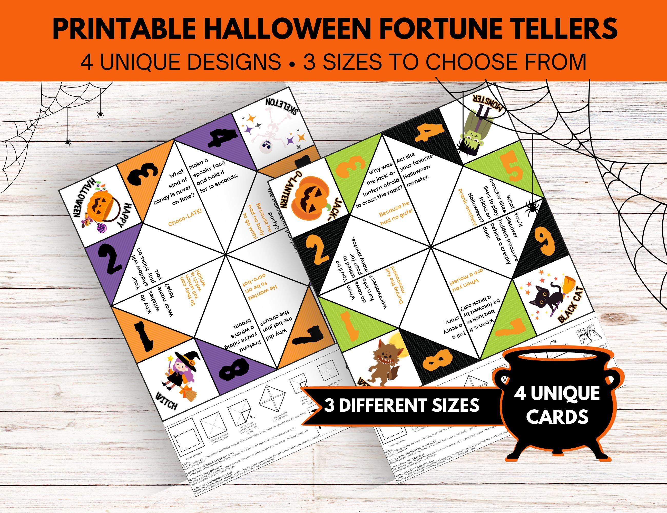 Halloween Printable Fortune Tellers- 4 Spooky Designs, 3 Sizes