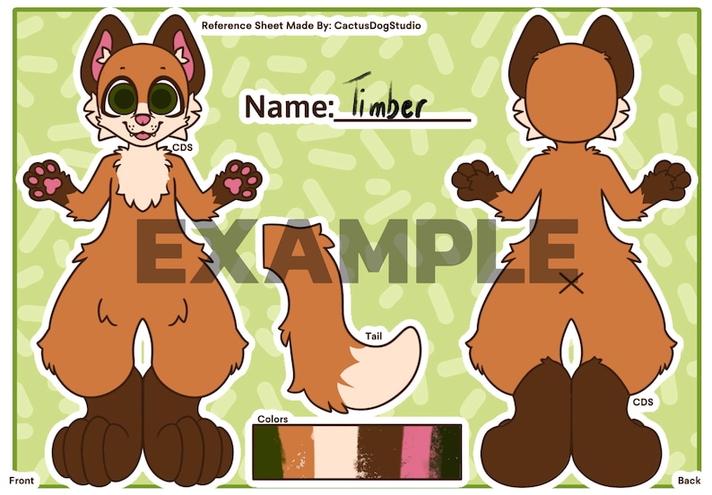 Canine Fursona Reference Sheet Base - Etsy