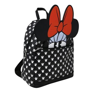 Mochila mini de lujo de 10" con lazo de patente de Minnie Mouse de Disney personalizada y 1 bolsillo delantero