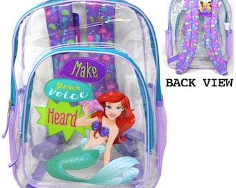 Personalized Disney The Little Mermaid Transparent 16" Backpack