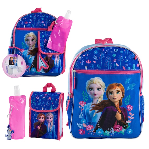 Disney Shop Disney Frozen Backpack and Lunch Box Set for Girls ~ Deluxe 17  Frozen 2 Backpack with Insulated Lunch Bag, Stickers,and More