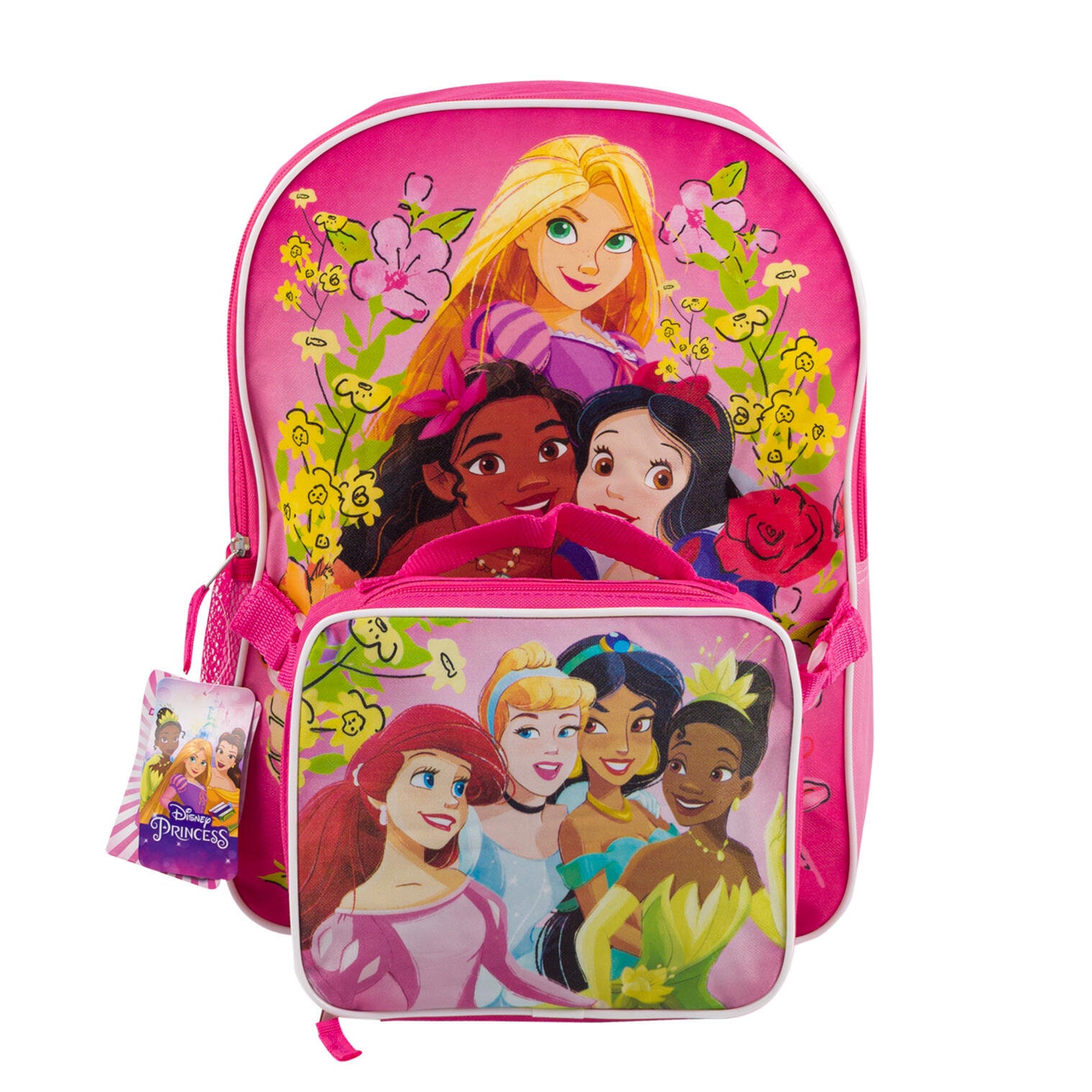 Disney Princess 5 Piece Backpack & Lunch Box Set, Pink