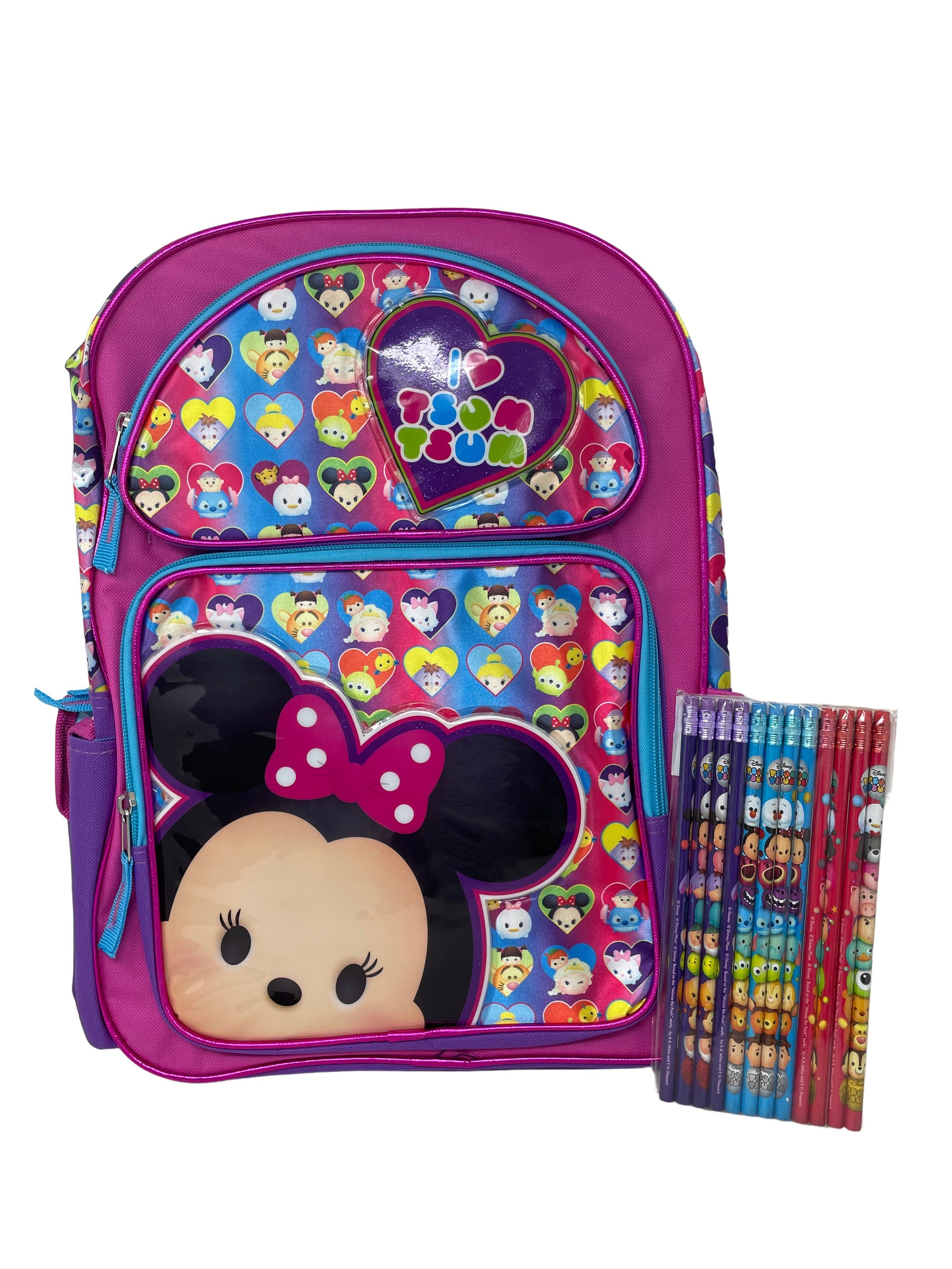 Tsum Tsum Character Single Zipper Purple Pencil Case