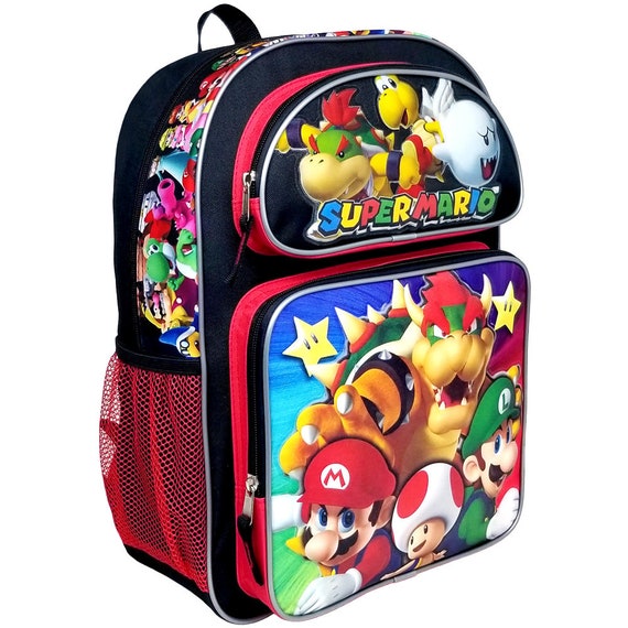 Personalized Super Mario Bros 16 Inches Large School Backpack Etsy