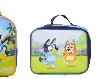 Personalized 3 ITEM Bluey 11" Mini Backpack With Lunch Bag & 16 pg Imagine Ink Coloring Book- B24BY58238