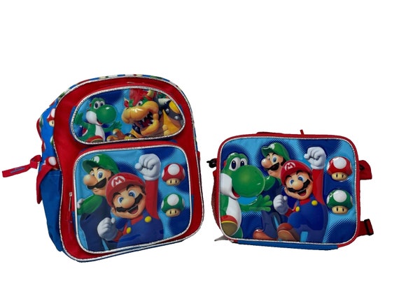Mario bros top backpack and lunchbox