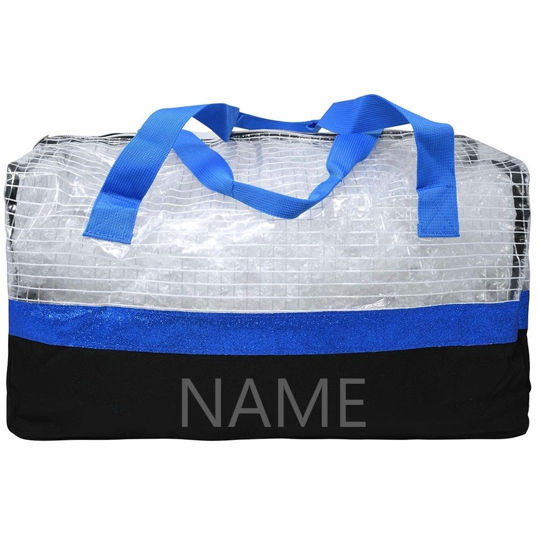 Personalized Large Clear Checkered PVC Duffle Bag With Glitter Etsy