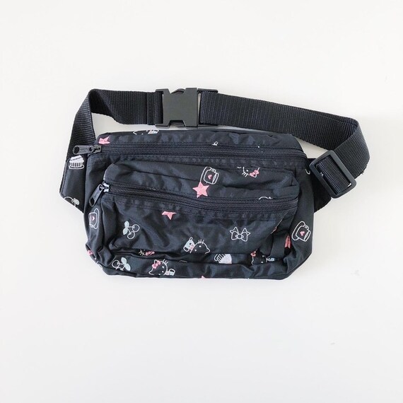 Hello Kitty Vintage Black Nylon Fanny Pack / Belt Bag… Gem