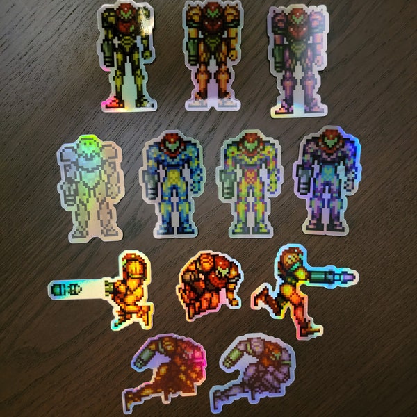 Retro Bounty Hunter Armor Holographic Stickers