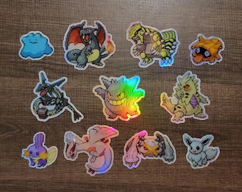 Pegatina holográfica de monstruo brillante