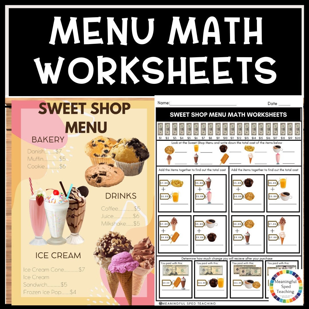 food-menu-math-money-worksheets-life-skills-printable-no-prep-etsy-m-xico