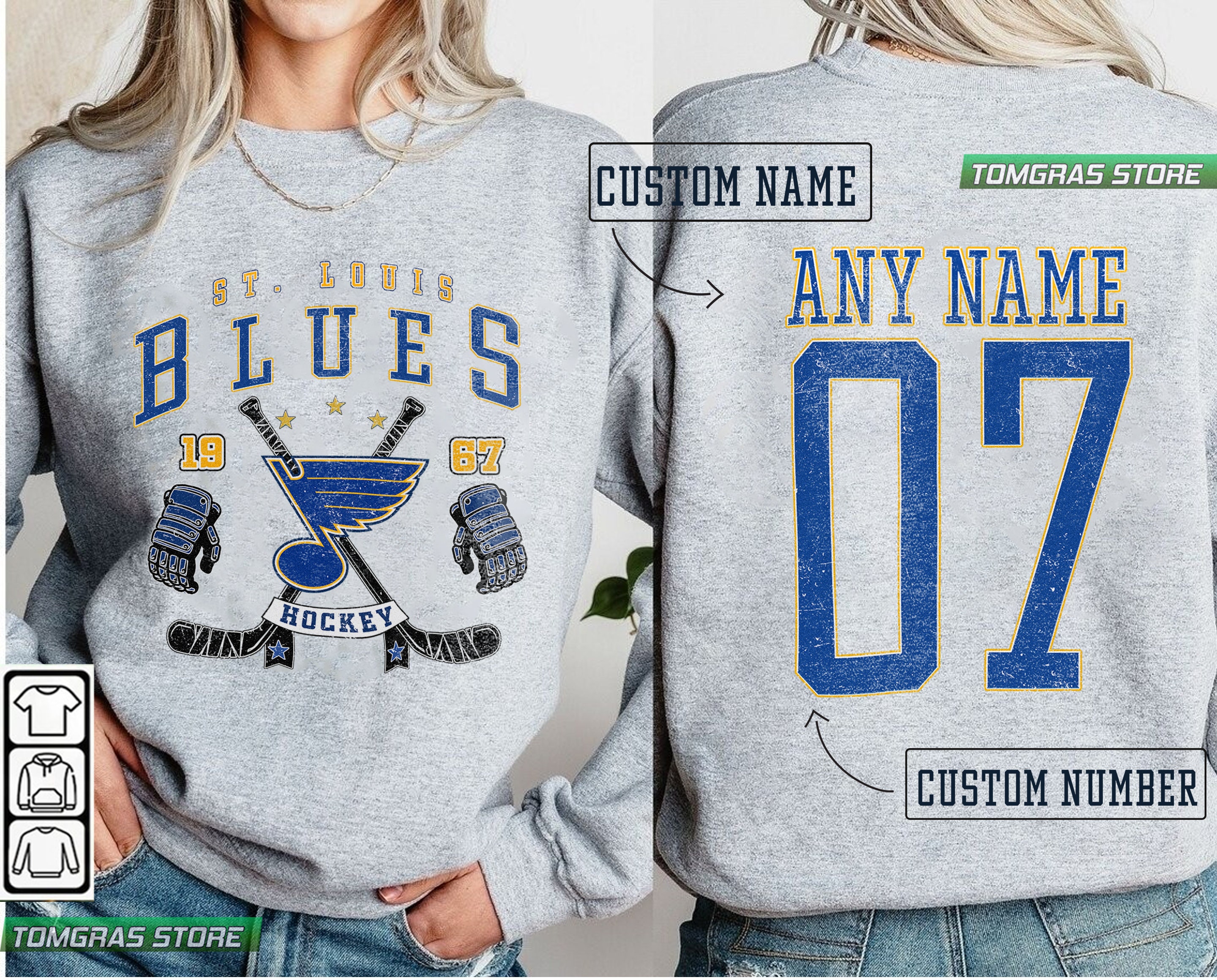 St. Louis Blues Antigua Women's Flier Bunker Pullover Sweatshirt -  Navy/White