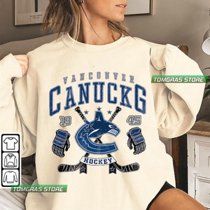 Majestic Vancouver Canucks Hockey String Crew Neck Sweatshirt Adult MED  44”c EUC