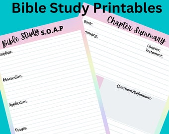 Bible Study Printable, 2 Page Bible Study, S.O.A.P. Instant Download, Chapter Study