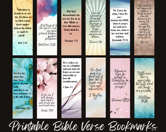 Set of 12 Bookmarks, Bible Verse Bookmarks, Print at Home Scripture Bookmarks, digital download