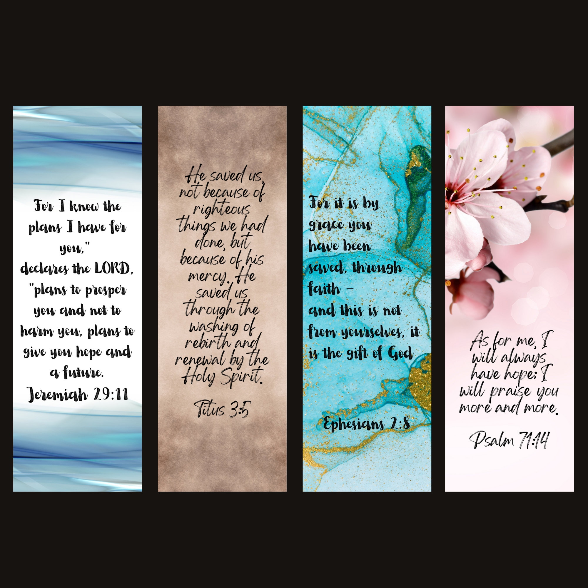 Set of 12 Bookmarks, Bible Verse Bookmarks, Print at Home Scripture ...