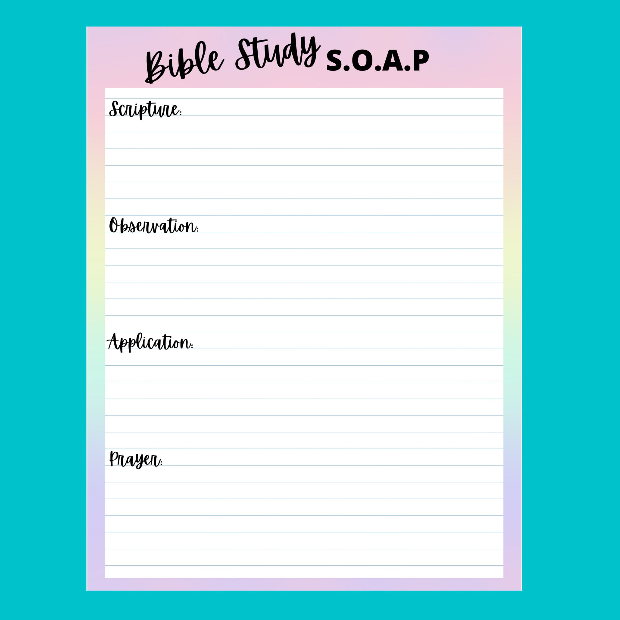 Bible Study Printable, 2 Page Bible Study, S.O.A.P. Instant Download ...