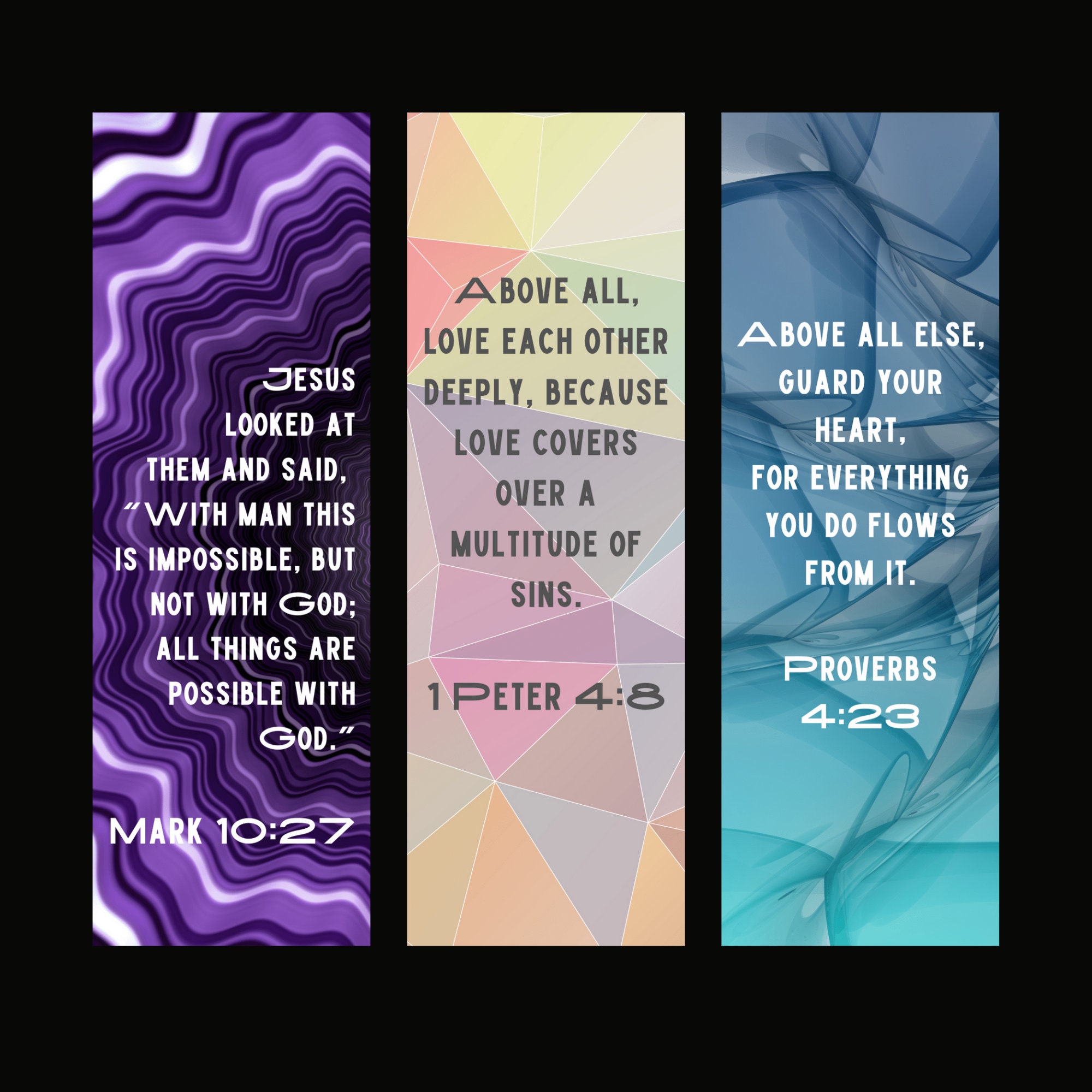 Set of 12 Bible Verse Bookmarks, Christian Bookmarks, Printable ...
