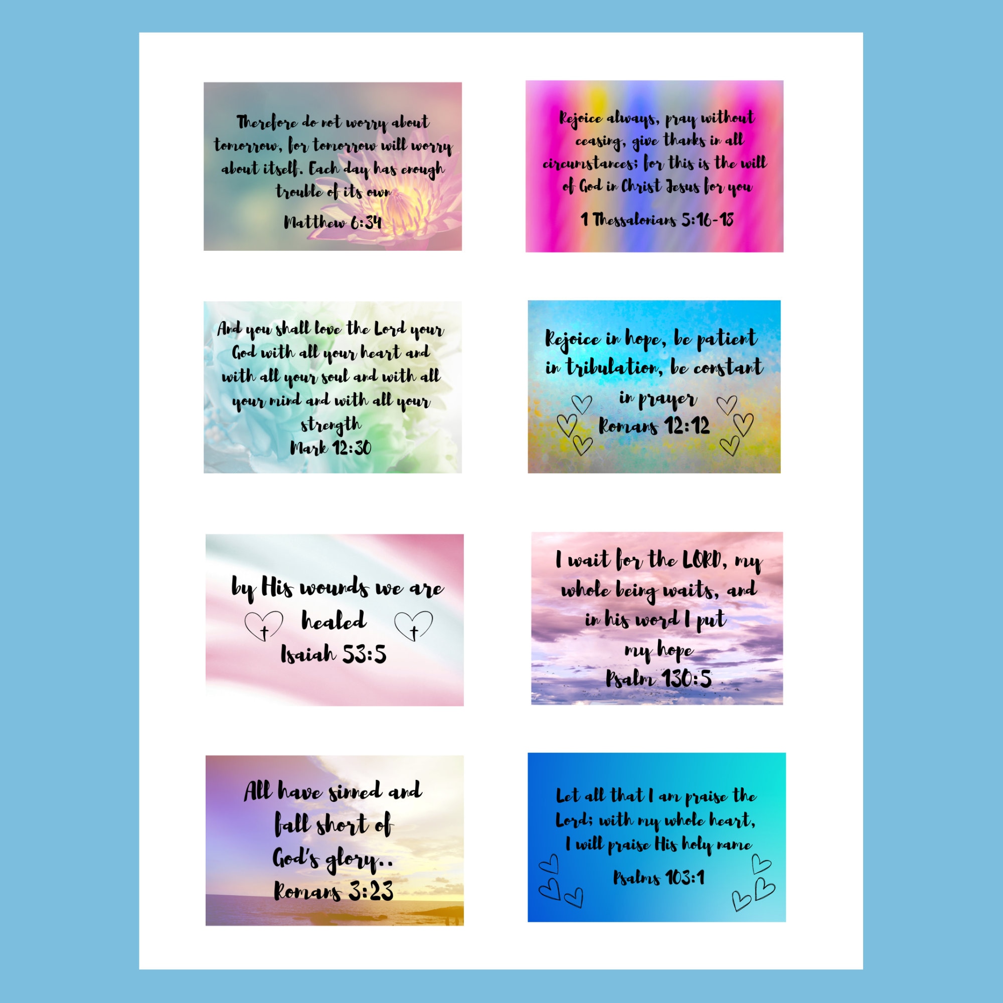 48 Printable Scripture Cards Bible Verses Colorful Inspiration Cards
