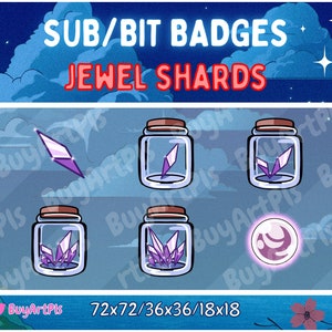 Anime Jewel Shards Sub/Bit Badges For Twitch, Subscriber, Discord, Cute Badges, Kawaii Badges, Twitch Art For Streamers