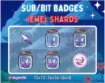 Anime Jewel Shards Sub / Bit Abzeichen für Twitch, Abonnenten, Discord, süße Abzeichen, Kawaii Abzeichen, Twitch Art für Streamer