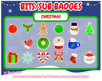 Weihnachtskekse Bits / Sub BADGES - Pack für Twitch, Abonnenten, Discord, Kalt, Twitch Art für Streamer, Festlich, Dezember, Urlaub, Saison