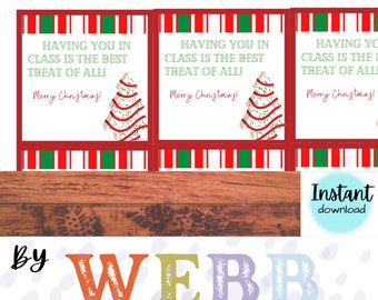 Etichette regalo per torta dell'albero di Natale, etichette per studenti